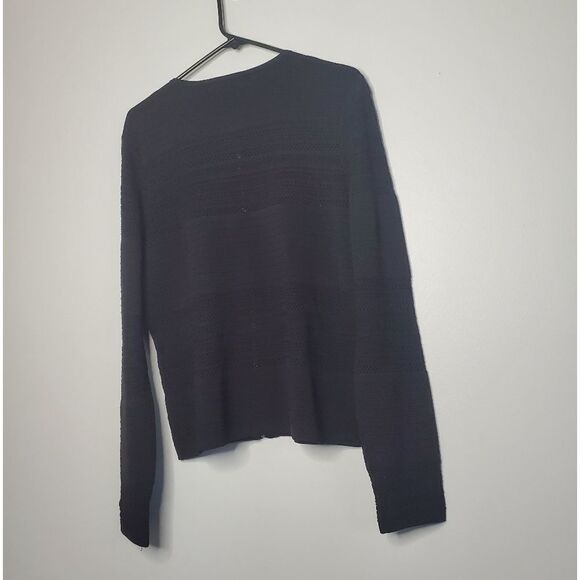 Lauren Ralph Lauren XL Cardigan Black Zip Up Striped Knit - Picture 2 of 10